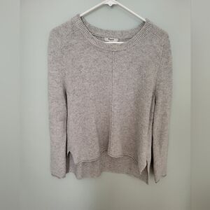 Madewell Medium‎ Waffle Knit Hi Low Split Hem Long Sleeve Sweater Gray Casual